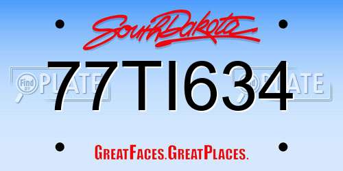 77TI634 South Dakota License Plate