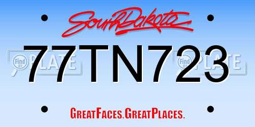 77TN723 South Dakota License Plate