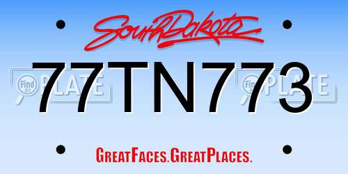 77TN773 South Dakota License Plate