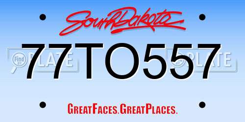 77TO557 South Dakota License Plate