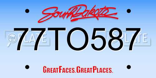 77TO587 South Dakota License Plate