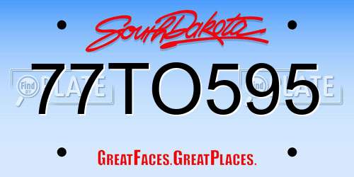 77TO595 South Dakota License Plate