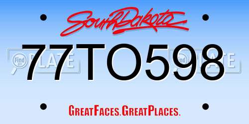 77TO598 South Dakota License Plate