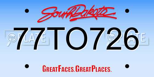 77TO726 South Dakota License Plate