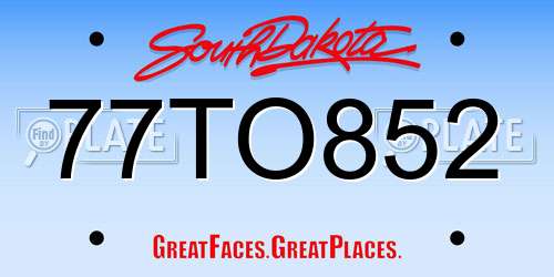 77TO852 South Dakota License Plate