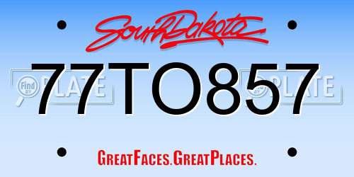 77TO857 South Dakota License Plate