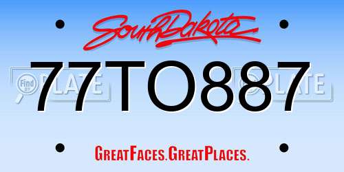 77TO887 South Dakota License Plate