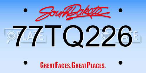 77TQ226 South Dakota License Plate