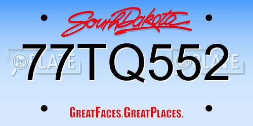 77TQ552 South Dakota License Plate
