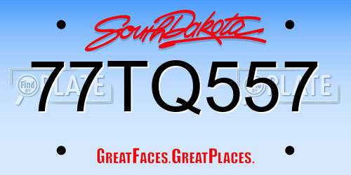 77TQ557 South Dakota License Plate
