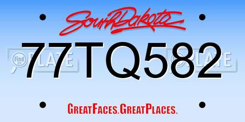77TQ582 South Dakota License Plate
