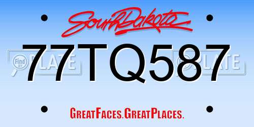 77TQ587 South Dakota License Plate