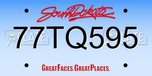 77TQ595 South Dakota License Plate