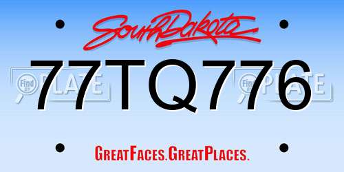 77TQ776 South Dakota License Plate