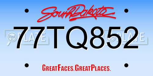 77TQ852 South Dakota License Plate
