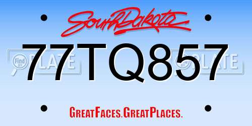 77TQ857 South Dakota License Plate