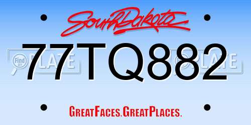 77TQ882 South Dakota License Plate