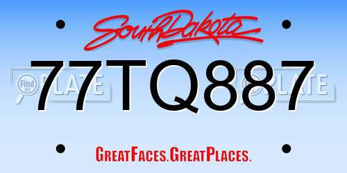 77TQ887 South Dakota License Plate