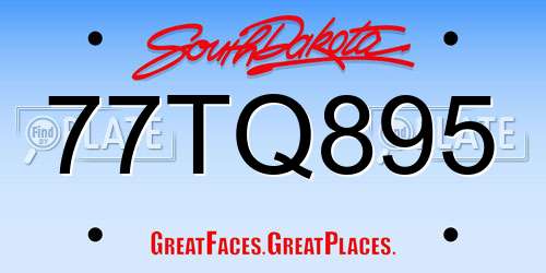 77TQ895 South Dakota License Plate