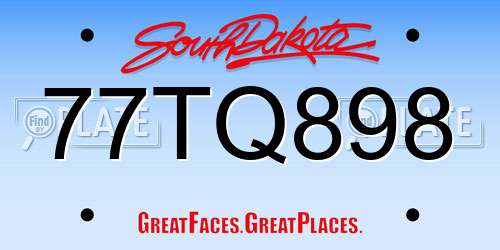 77TQ898 South Dakota License Plate