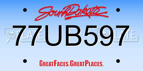 77UB597 South Dakota License Plate