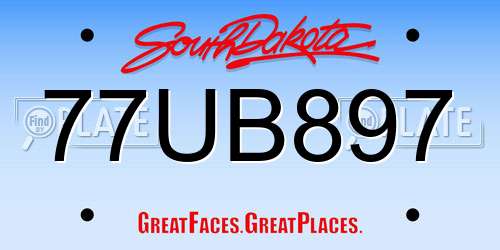 77UB897 South Dakota License Plate