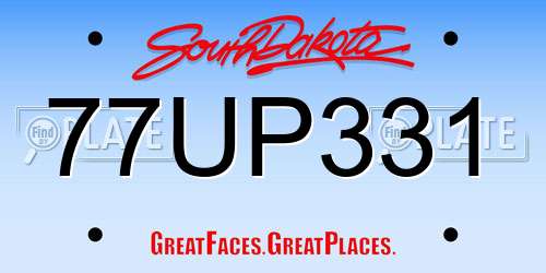 77UP331 South Dakota License Plate