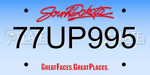 77UP995 South Dakota License Plate