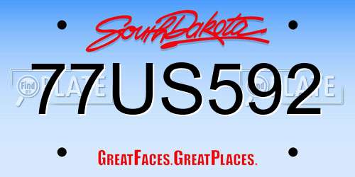 77US592 South Dakota License Plate