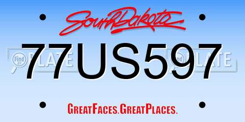 77US597 South Dakota License Plate