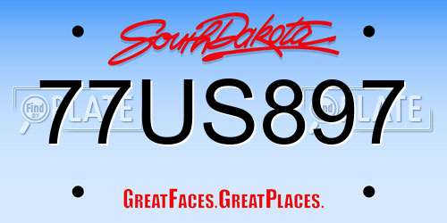 77US897 South Dakota License Plate