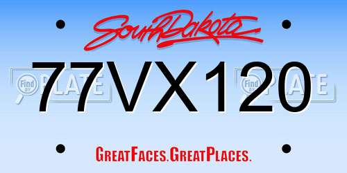 77VX120 South Dakota License Plate