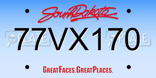 77VX170 South Dakota License Plate