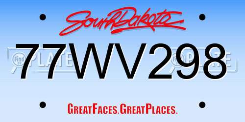 77WV298 South Dakota License Plate