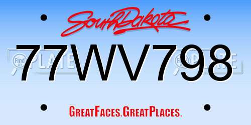 77WV798 South Dakota License Plate