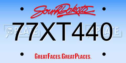 77XT440 South Dakota License Plate