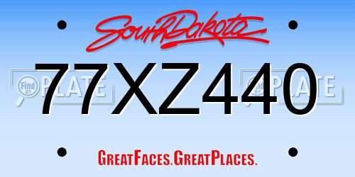 77XZ440 South Dakota License Plate