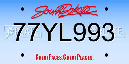 77YL993 South Dakota License Plate