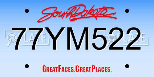 77YM522 South Dakota License Plate