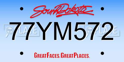 77YM572 South Dakota License Plate
