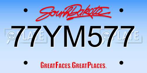 77YM577 South Dakota License Plate