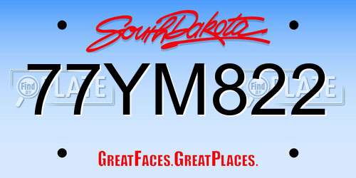 77YM822 South Dakota License Plate