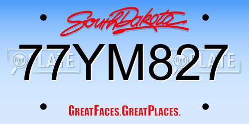 77YM827 South Dakota License Plate