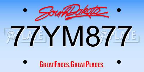 77YM877 South Dakota License Plate