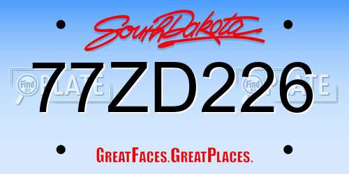 77ZD226 South Dakota License Plate