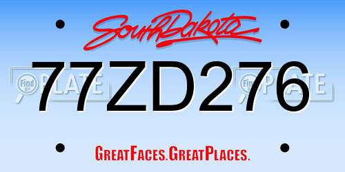 77ZD276 South Dakota License Plate
