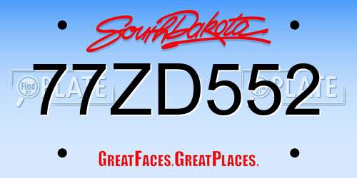 77ZD552 South Dakota License Plate