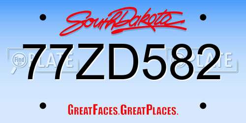 77ZD582 South Dakota License Plate