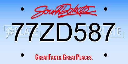 77ZD587 South Dakota License Plate