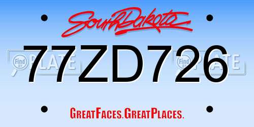 77ZD726 South Dakota License Plate